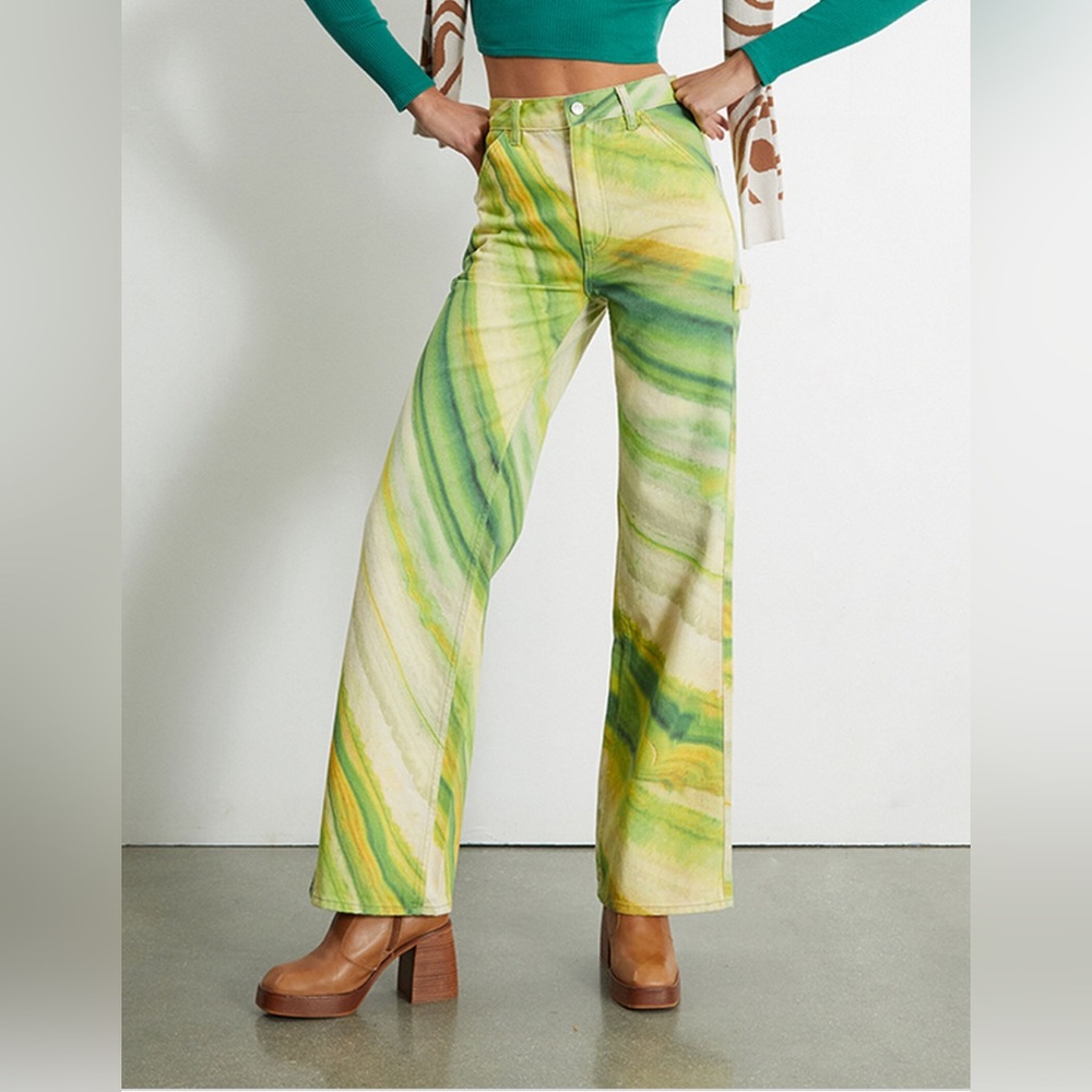 Green flare jeans